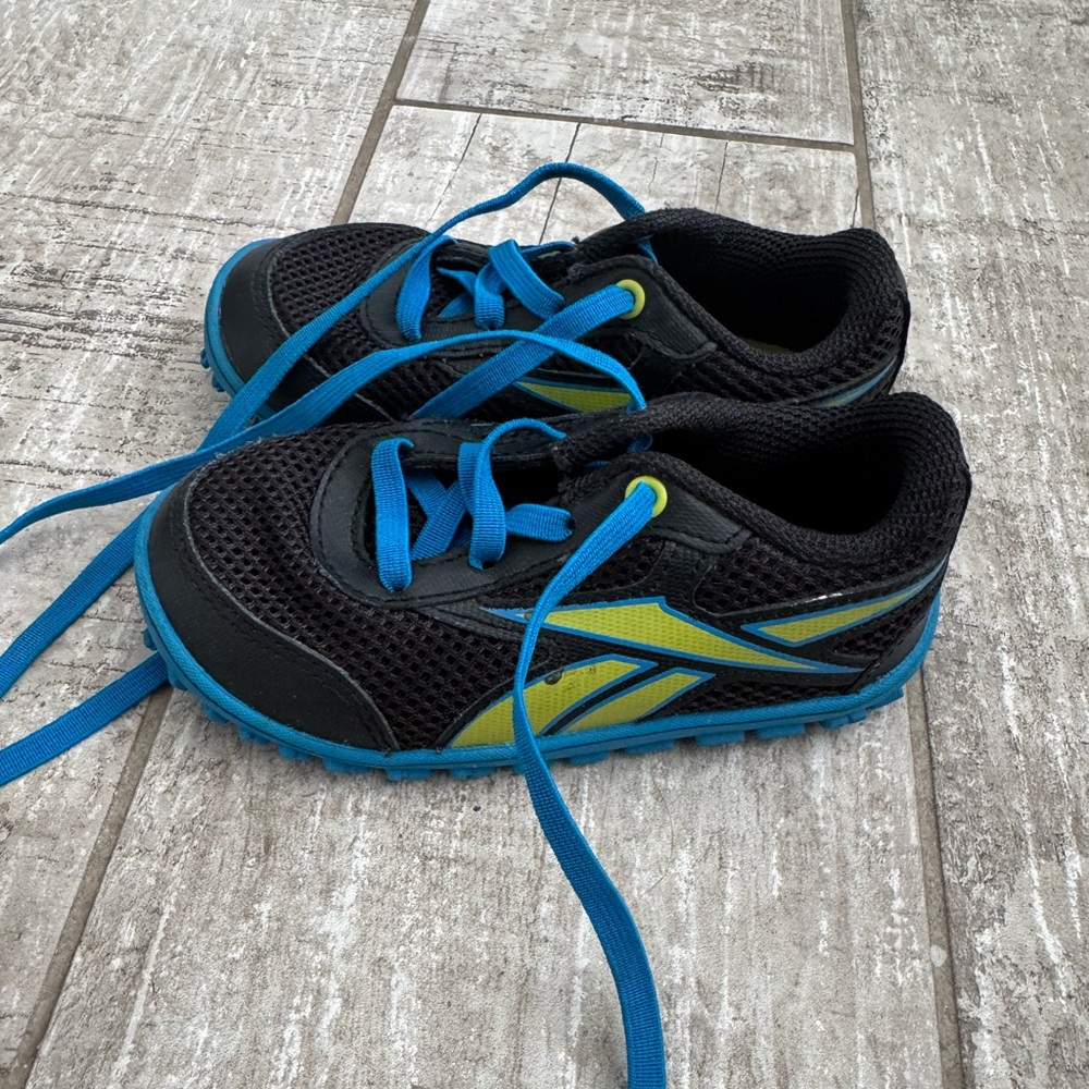Reebok Toddler Sneakers - C6 - Black and Blue with Yellow Accents
